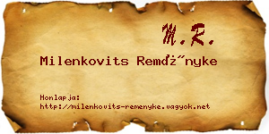 Milenkovits Reményke névjegykártya